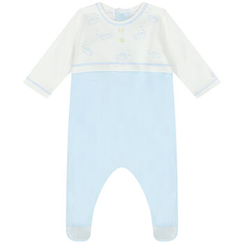 Boys White & Blue Fish Babygrow